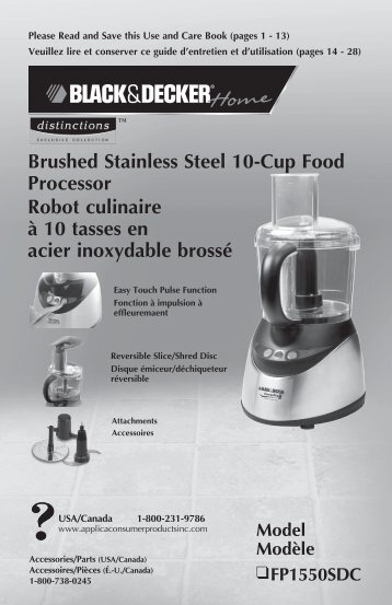 Brushed Stainless Steel 10-Cup Food Processor Robot culinaire Ã  ...