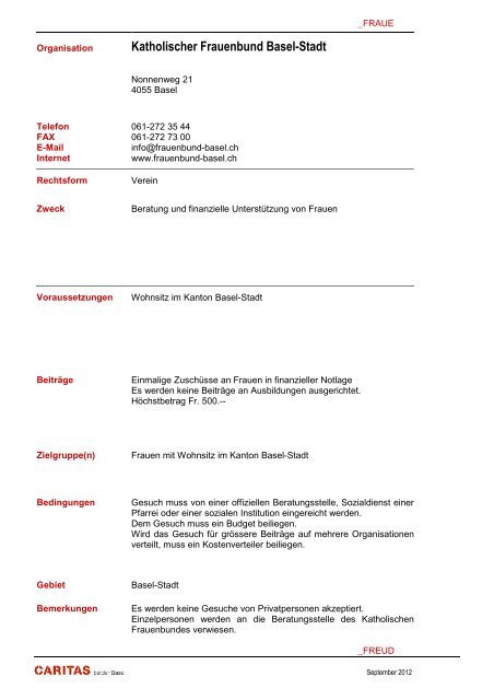 Stiftung - Caritas beider Basel