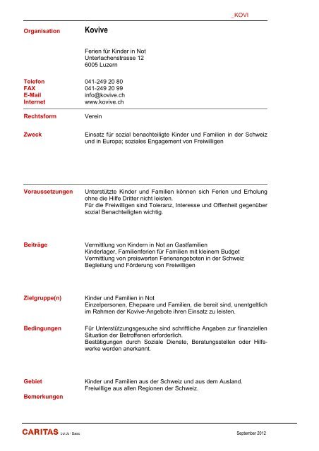 Stiftung - Caritas beider Basel