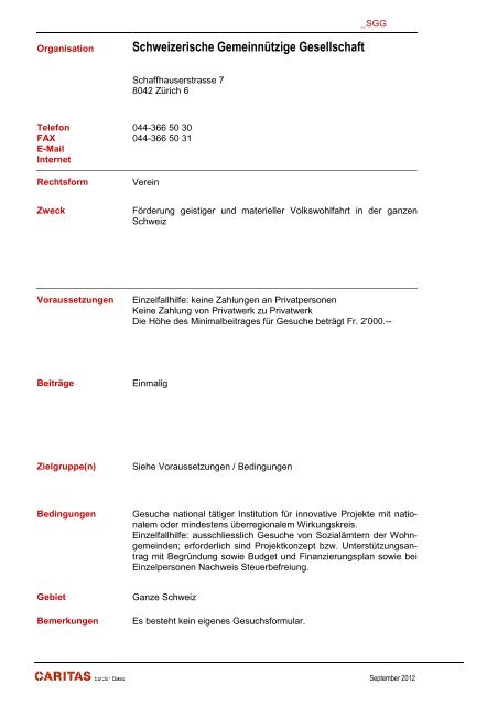 Stiftung - Caritas beider Basel