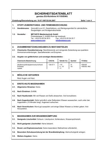 Sicherheitsdatenblatt Green&Clean H1