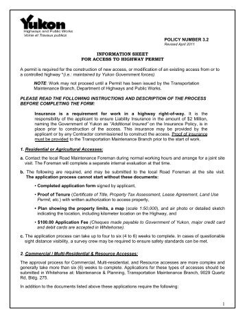 Access Application Permit - Highways and Public Works ...