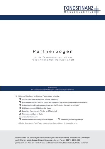Partnerbogen - Fonds Finanz Maklerservice GmbH
