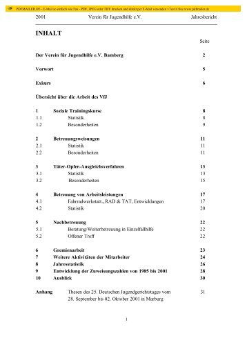 Jahresbericht 2001 - Verein für Jugendhilfe eV