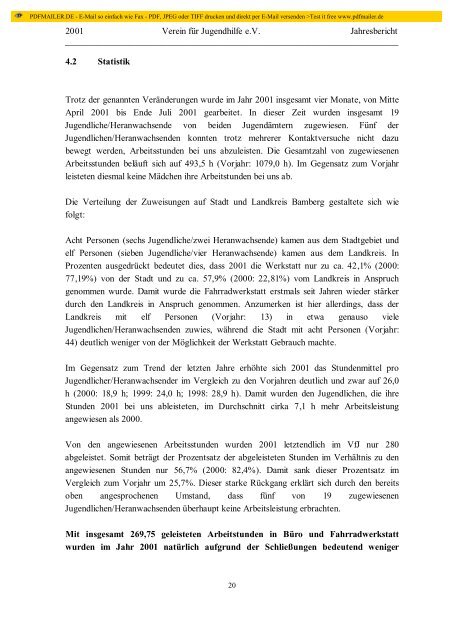 Jahresbericht 2001 - Verein für Jugendhilfe eV