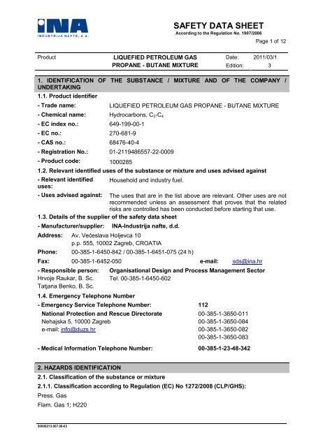 SAFETY DATA SHEET - Ina