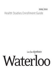 Health Studies! - Applied Health Sciences - University of Waterloo