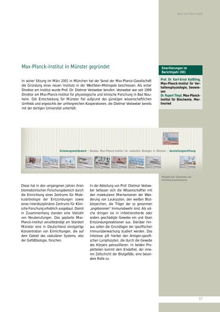Aus der Biologisch- Medizinischen Sektion - Max-Planck-Gesellschaft
