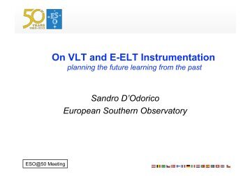 On VLT and E-ELT Instrumentation - ESO