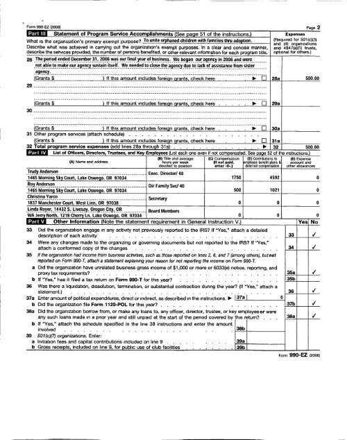 Short Form Return of Organization Exempt From Income Tax