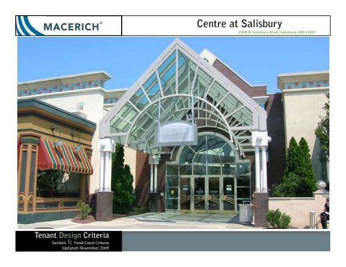 Center at Salisbury Food Court Criteria - Macerich