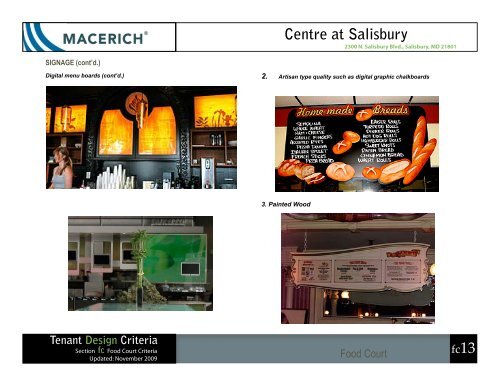 Center at Salisbury Food Court Criteria - Macerich