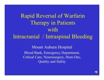 Warfarin Reversal Education NAR - (PDF for slower connections)
