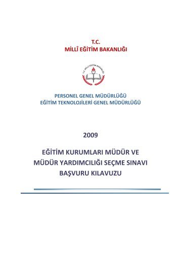 2009 eÄitim kurumlarÄ± mÃ¼dÃ¼r ve mÃ¼dÃ¼r yardÄ±mcÄ±lÄ±ÄÄ± ... - MEB EÄitek