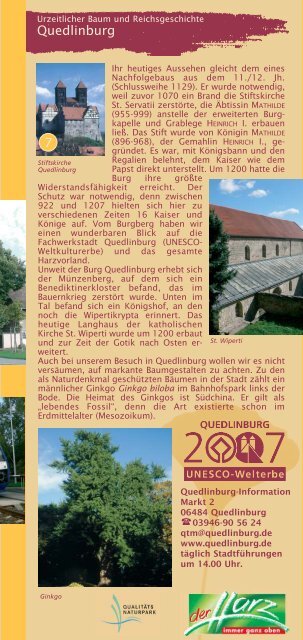 Zwischen Burg Anhalt und Quedlinburg - Regionalverband Harz e.V.