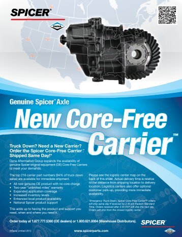 genuine Spicer Core-Free Carrier