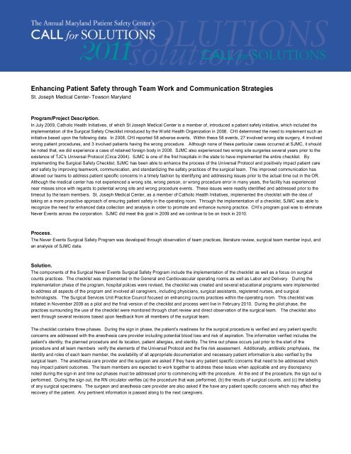 Enhancing Patient Safety Through Teamwork and Communication ...