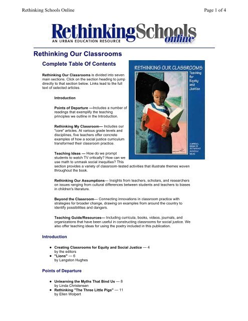 Rethinking Lessons Rethinking Our Classrooms - Rethinking Schools