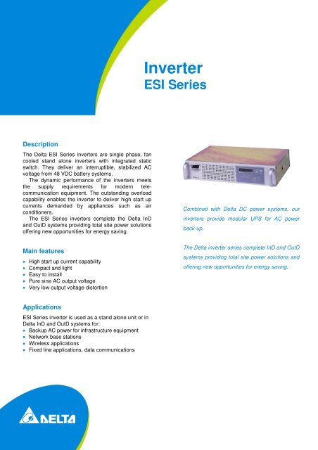 ESI inverter - DELTA Power Solutions