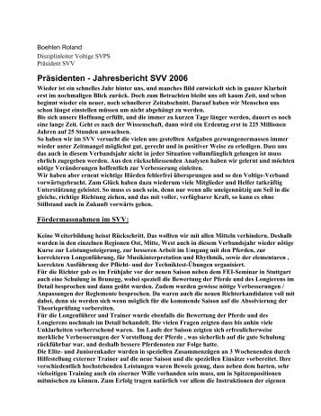 Jahresbericht des Präsidenten 2006 - Schweizerischer Voltige ...