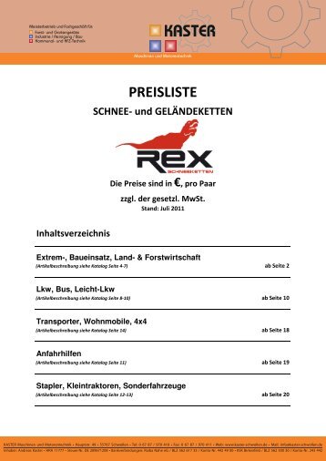 PREISLISTE - Kaster-Schwollen