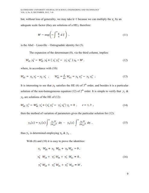 on the 3 order linear differential equation - Kathmandu University