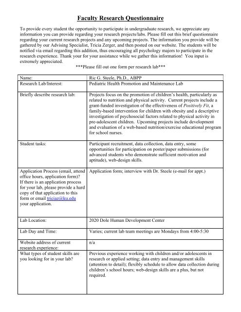 Dr. Steele - Pediatric Health Promotion and Maintenance Lab