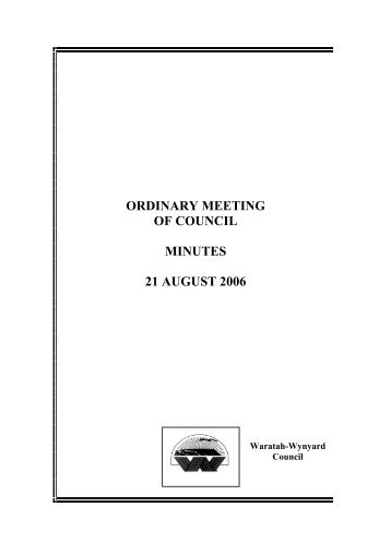 Council Minutes 21 August 2006 - Waratah-Wynyard Council