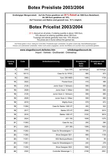 Botex Preisliste Euro - Buehnenbeleuchtung .net