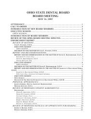 OHIO STATE DENTAL BOARD BOARD MEETING - the Ohio State ...