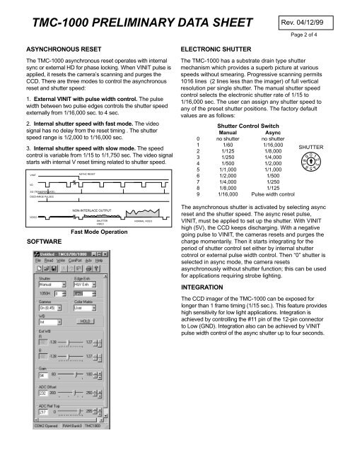 tmc-1000 preliminary data sheet - Image Labs International