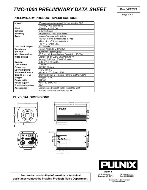 tmc-1000 preliminary data sheet - Image Labs International