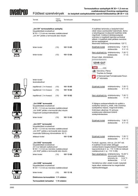 FÅ±tÅtest szerelvÃ©nyek 1 ÃLTALÃNOS TERMÃKISMER TETÅ