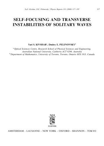 self-focusing and transverse instabilities of solitary waves