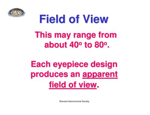 Understanding Eyepieces - the Brevard Astronomical Society