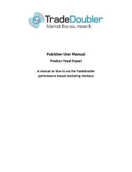 Publisher User Manual - Tradedoubler
