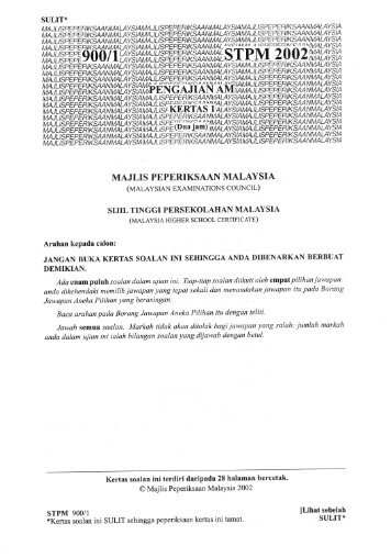STPM 2002 - Jabatan Pelajaran Negeri Kedah