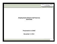 Employment Ontario Self-Service Overview - Ministry of Training ...