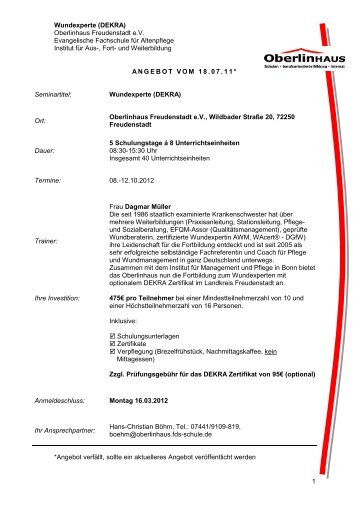 Wundexperte (DEKRA) Oberlinhaus Freudenstadt e.V. ...