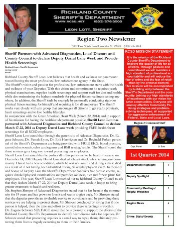 Region 2 Newsletter - Richland County Sheriff's Department