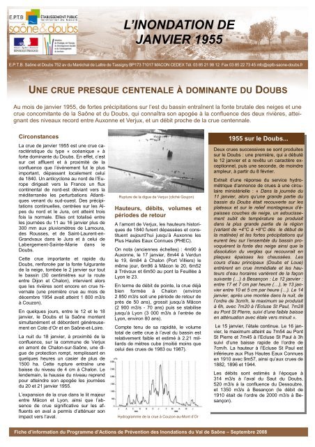 L'INONDATION DE JANVIER 1955 - EPTB SaÃ´ne Doubs