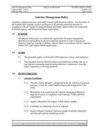 Asbestos Management Policy - International Paper