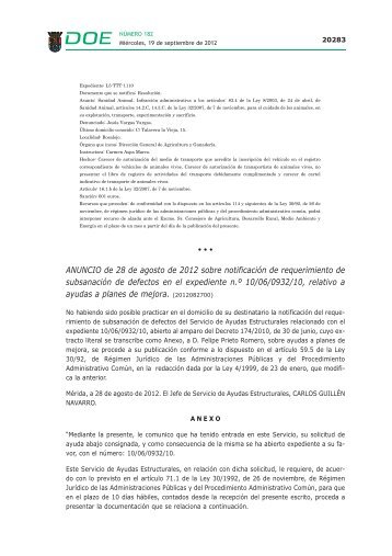 ANUNCIO de 28 de agosto de 2012 sobre notificaciÃ³n de ...