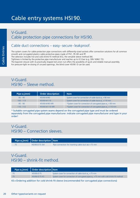 Price list 2012. Cable Entries - hauff technik