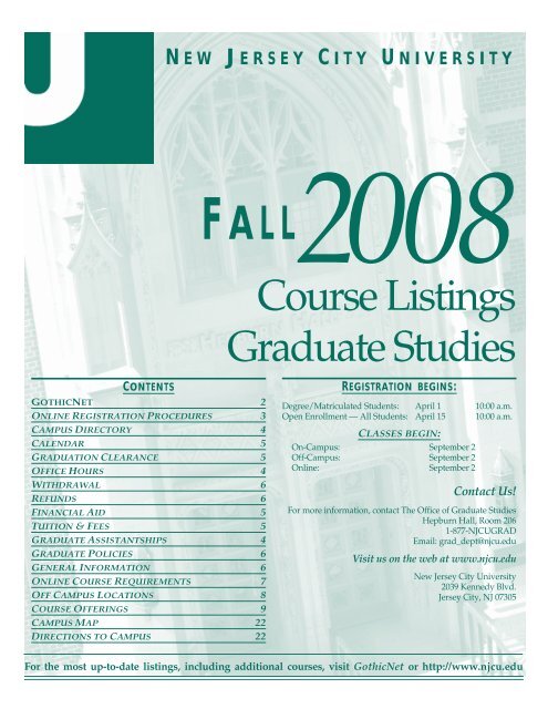 Course Listings Graduate Studies - New Jersey City University