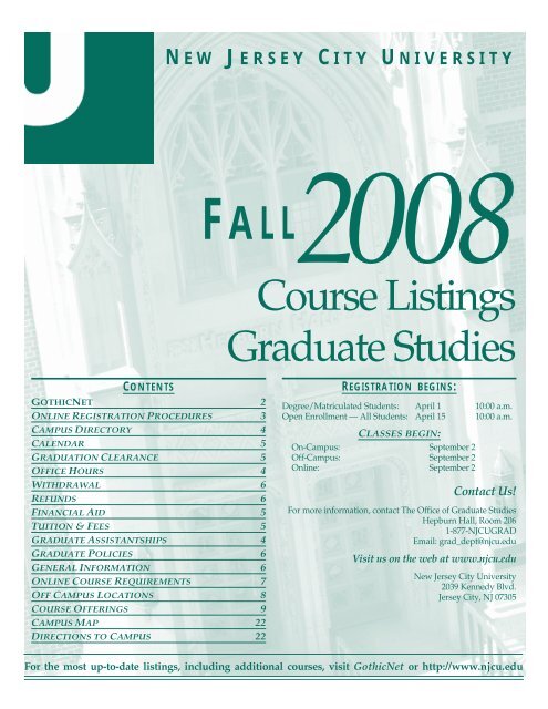 Course Listings Graduate Studies - New Jersey City University