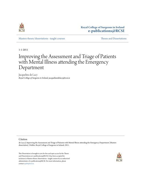 Improving the Assessment and Triage of Patients with Mental Illness ...