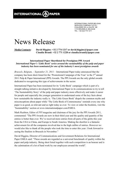 Download full news release (.pdf) - International Paper