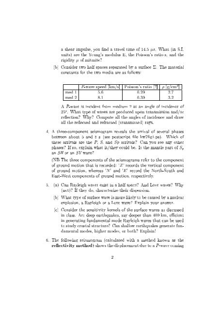 Essentials of Geophysics 12.201/501 Problem Set 7 1. In an ideal ...