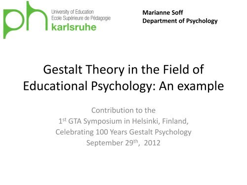 Gestalt Theory in the Field of Educational Psychology
